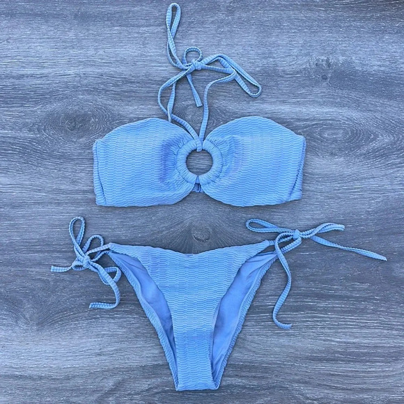 RVCA Daybreak Bandeau Bikini Top & Daybreak French Bikini Bottoms, iris - Picture 2 of 16